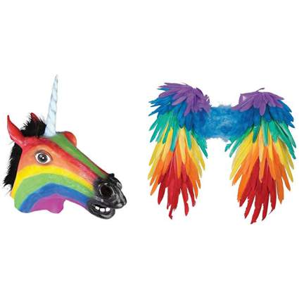 Rainbow wing and unicorn mask