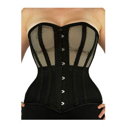 black mesh overbust waist training corset