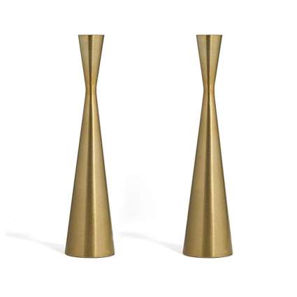 brass mid century taper candle holders