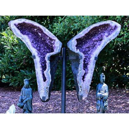 Amethyst geode shaped like wings