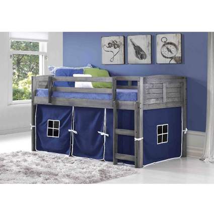 Donco Kids 790AAG_750C-TB Louver Loft Bed, Twin, Antique Grey