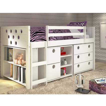 Donco Kids Twin Circles Modular Low Loft Bed in White