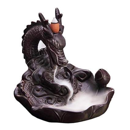 ceramic dragon back flow incense burner.