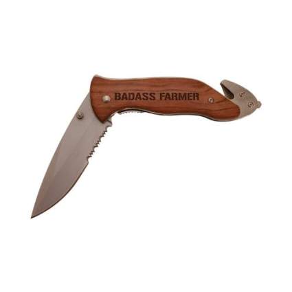 Farming Gift Badass Farmer Engraved Folding Survival Knife