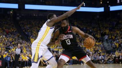 WATCH: James Harden Tries to Trip Draymond Green in Game 5