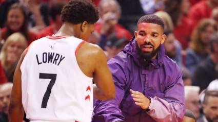 Drake Is at the Raptors-Bucks Game 6 Tonight Wearing ‘Kawhi Me a River’ Hoodie