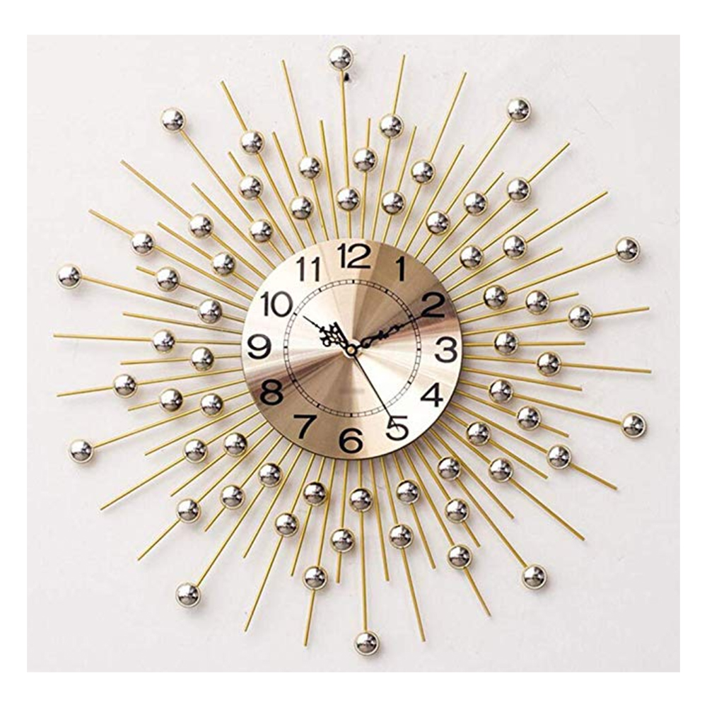 Horchow Mid Century Modern Glam XL 36" Starburst Black Gold Wall Clock $287 