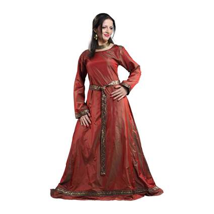 iridescent red silk renaissance gown