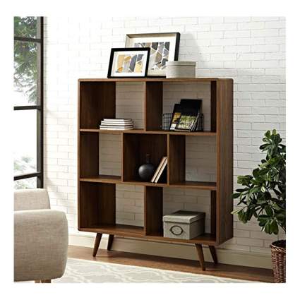 mid century modern walnut bookcase