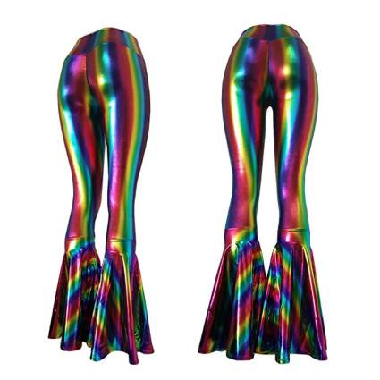 metallic rainbow bell bottoms