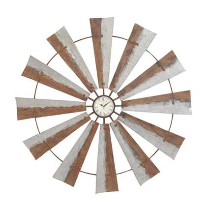 rusted wheel iron wall clock