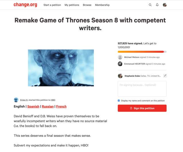 Game of Thrones Petition