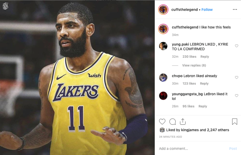 I edited Kyrie into a Lakers uniform : r/lakers