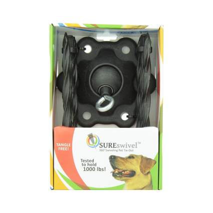 Sureswivel dog tie-out camping with dogs