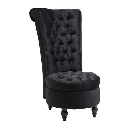 black velvet high back tufted chair