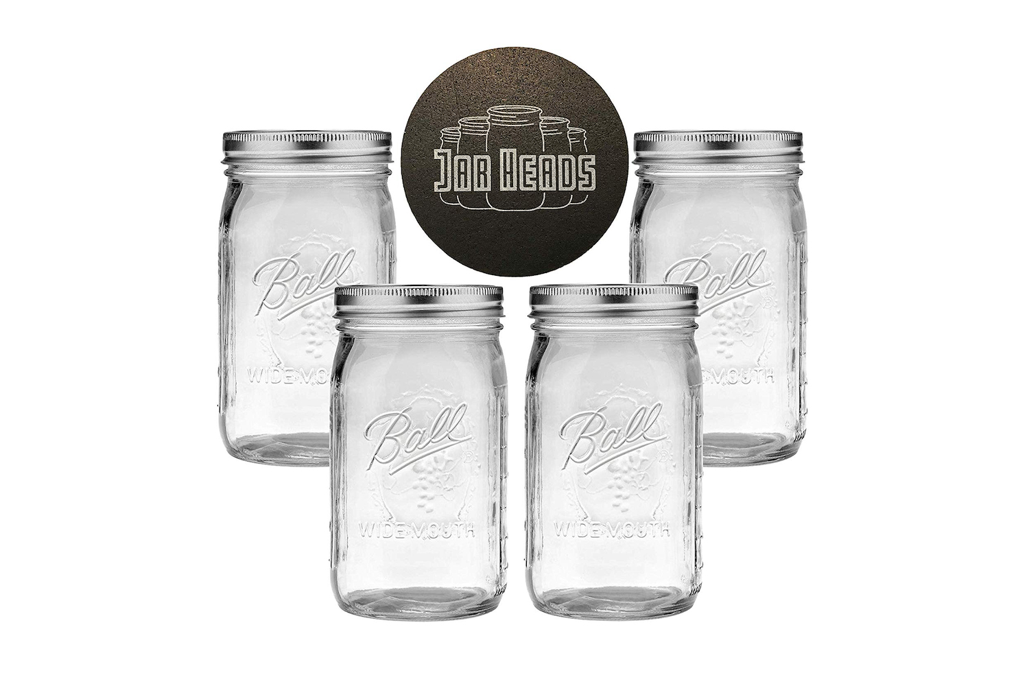 4 oz Clear Glass "Stash Jars" with Black Plastic Lid 4 Four Pack 