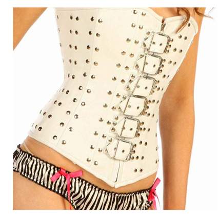 white leather steel studded corset