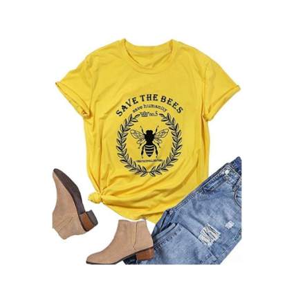 Women's Save The Bees Save The Humanity Graphic T Shirt