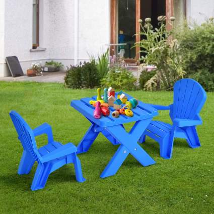 Costzon Kids Plastic Table and 2 Chairs Set