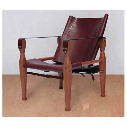 brown leather safari chair