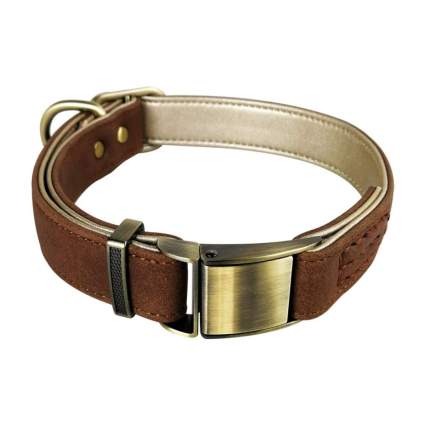 fourhorse padded leather luxury dog collar