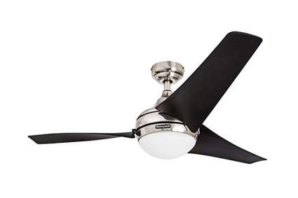 three blade brushed nickel and black ceiling fan