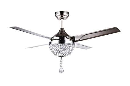 modern crystal and stainless ceiling fan