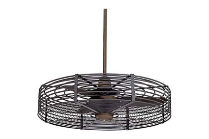 bronze and black cage outdoor ceiling fan
