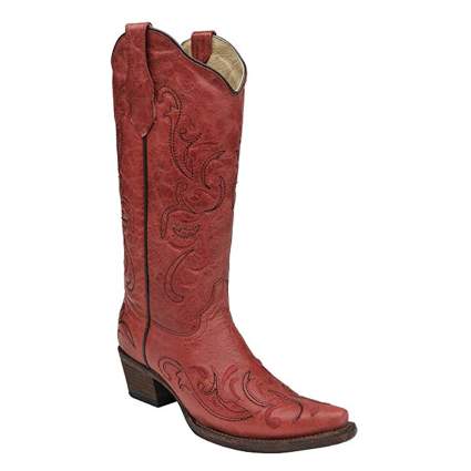 red leather cowboy boots
