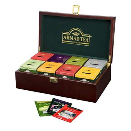 wooden tea keeper box with tea bags