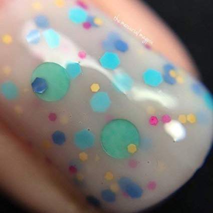 Close up of pastel glitter nail polish