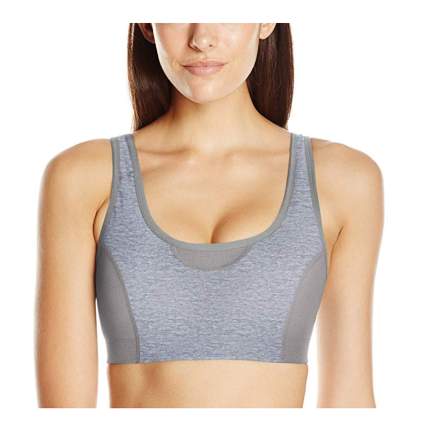 gray adjustable back sports bra