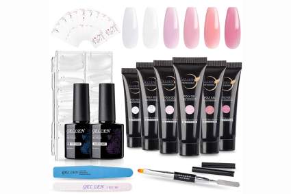 Set of Gellen gel nail tubes with pink swatches