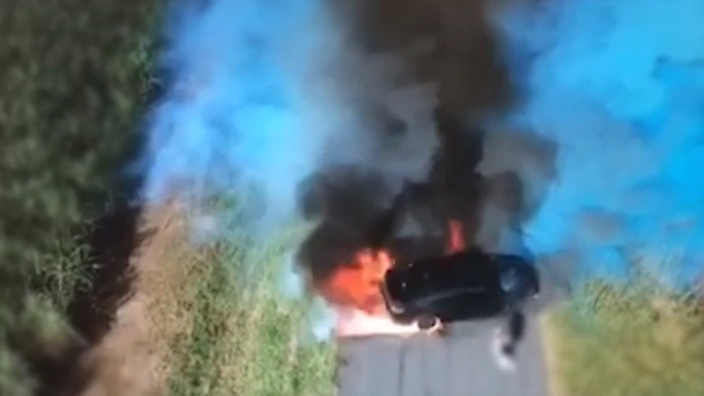 gender reveal car fire video