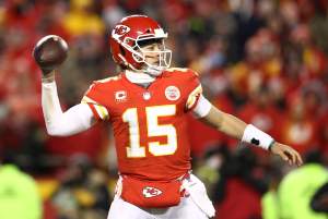 Kansas City Chiefs quarterback Patrick Mahomes showed off his arm by launching a ball out of Arrowhead Stadium on Friday from the field.
