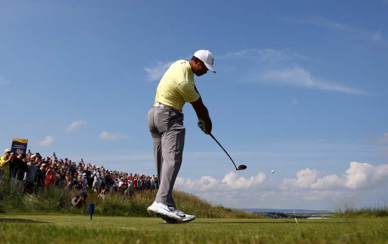 Tiger Woods teed it up for a practice round on Monday at Royal Portrush, home of this week's Open Championship. 