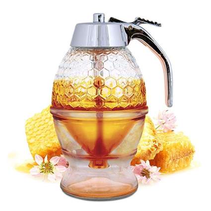 Glass Honey dispenser with holder