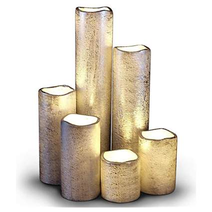 gold flameless LED candles with timer