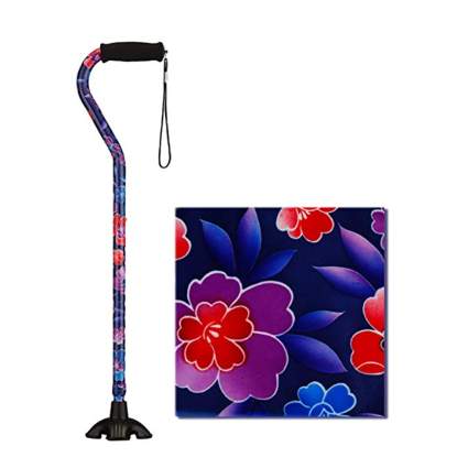 hawaiian flower print quad cane