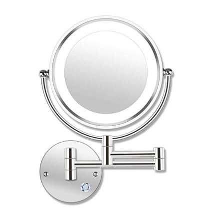 chrome magnifying lighted vanity mirror