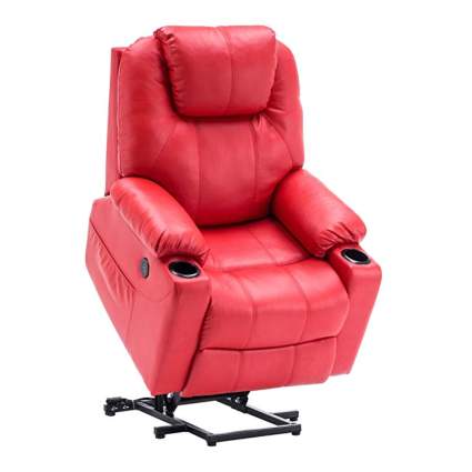 red faux leather lift recliner