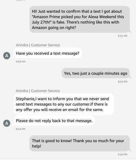 The Amazon Prime Alexa Weekend Text Is A Scam Heavy Com