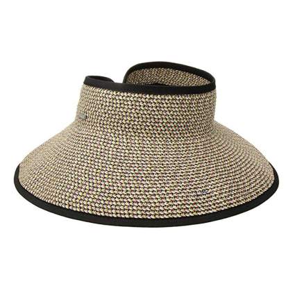 black and tan straw sun visor