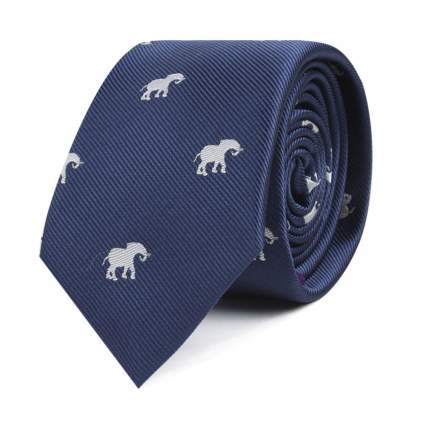 Elephant Woven Skinny Necktie