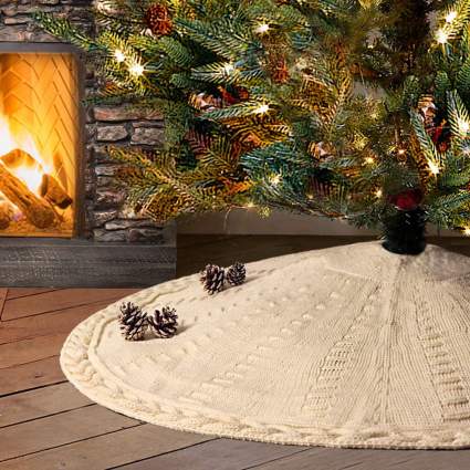 Christmas Tree Skirt Cable Knit