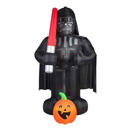 9-Foot Inflatable Darth Vader with Red Light Saber and Pumpkin