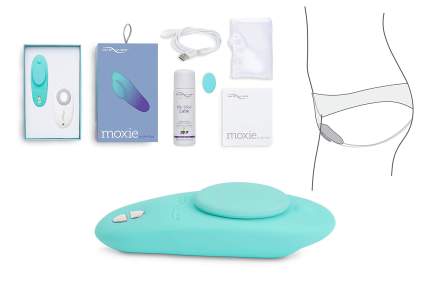 Teal We-Vibe Moxie toy with accessories