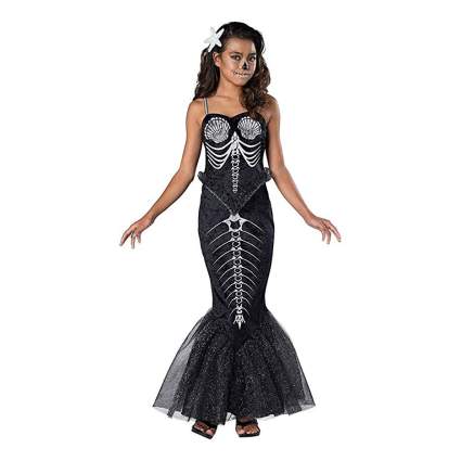 Mermaid skeleton black dress