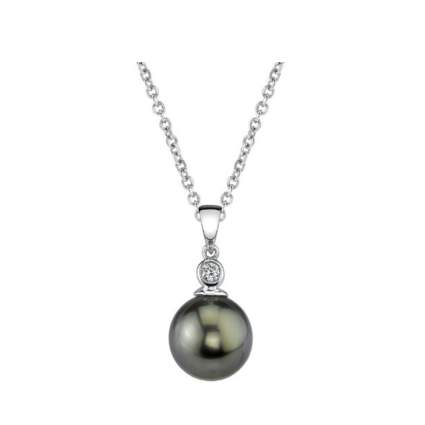 black south sea pearl and diamond pendant necklace