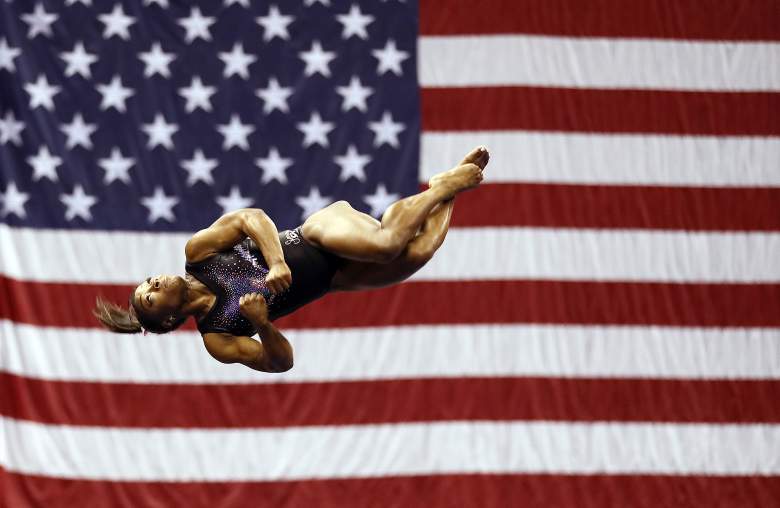 Simone Biles landed a move during her floor routine on Sunday night at the U.S. Gymnastics Championships that no other woman had ever done before in competition.